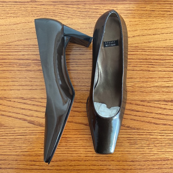 Stuart Weitzman Patent Leather Low Block Brown Heels Shoes 9.5 - Picture 8 of 11